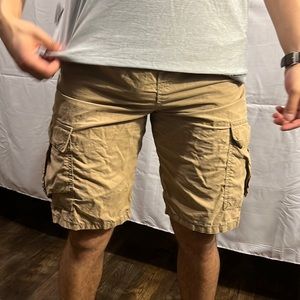 Tan cargo shorts
